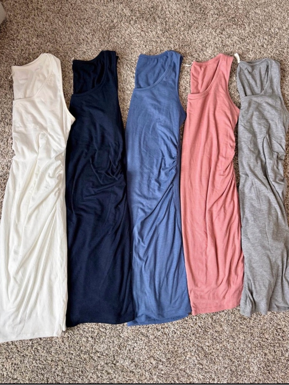 Pinkblush Ribbed Tank Maxi Dress Bundle — White, Navy, Blue, Dusty Rose, Gray
